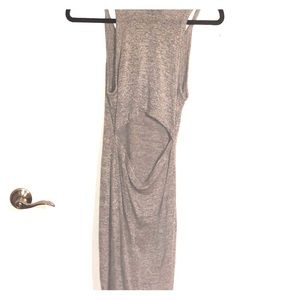 Heather grey cotton short dress with cutout